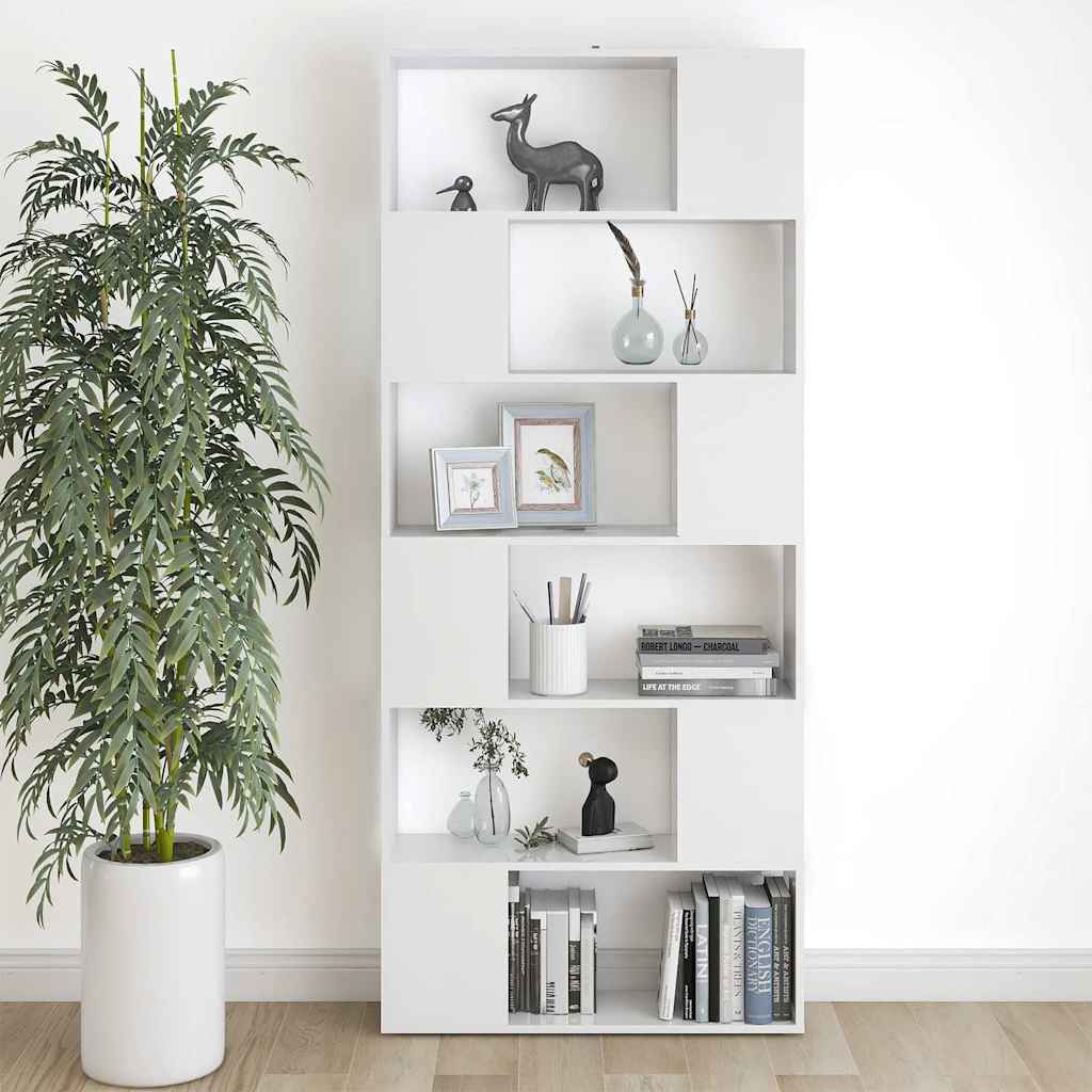 Book Cabinet Room Divider 80x24x186 cm Engineered Wood White