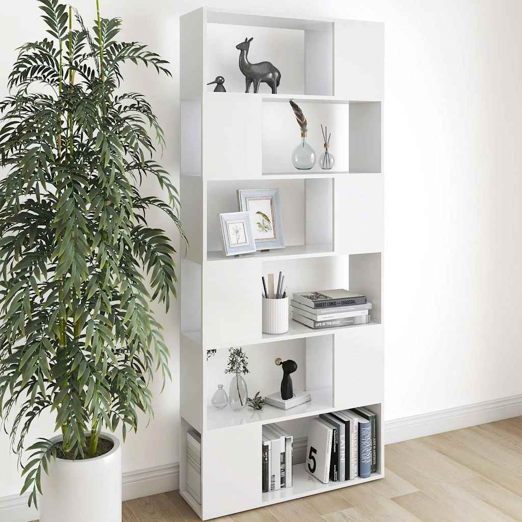 Book Cabinet Room Divider 80x24x186 cm Engineered Wood White