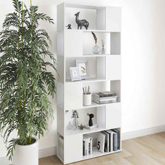 Book Cabinet Room Divider 80x24x186 cm Engineered Wood White