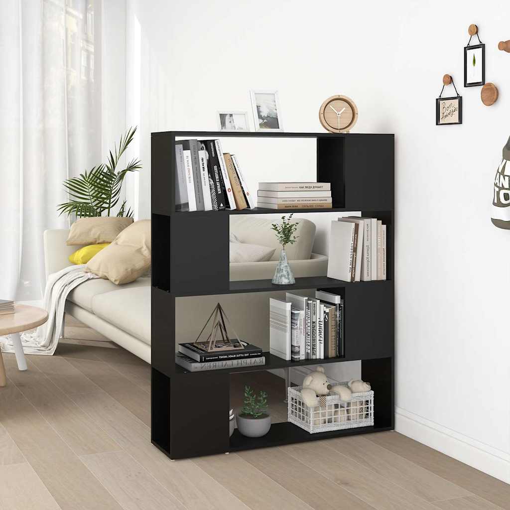 Book Cabinet Room Divider 100x24x124 cm Width 100 cm Height 124 cm Black