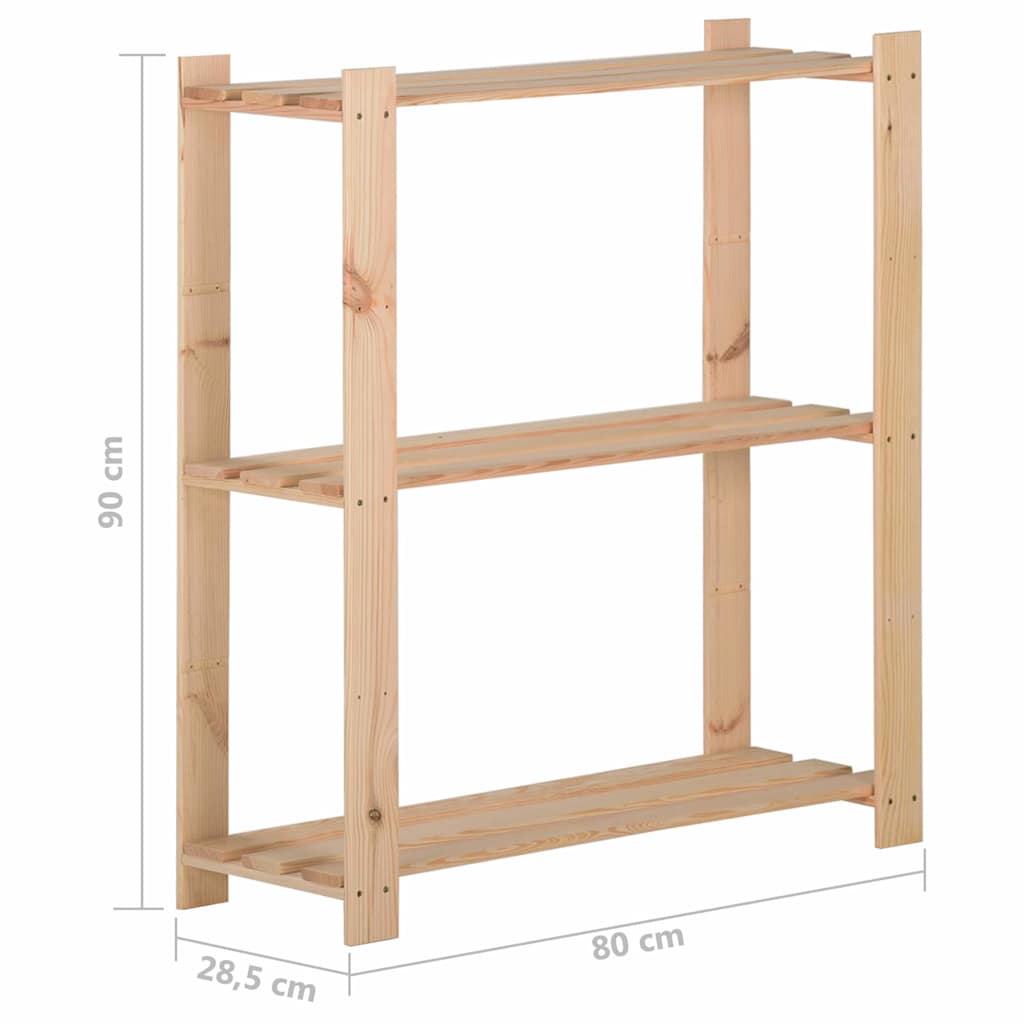 vidaXL 3-Tier Storage Rack 80x28.5x90 cm Solid Pinewood 6