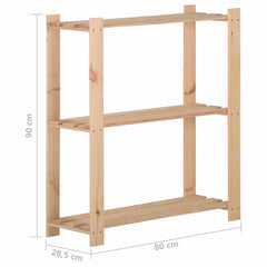 vidaXL 3-Tier Storage Rack 80x28.5x90 cm Solid Pinewood 6