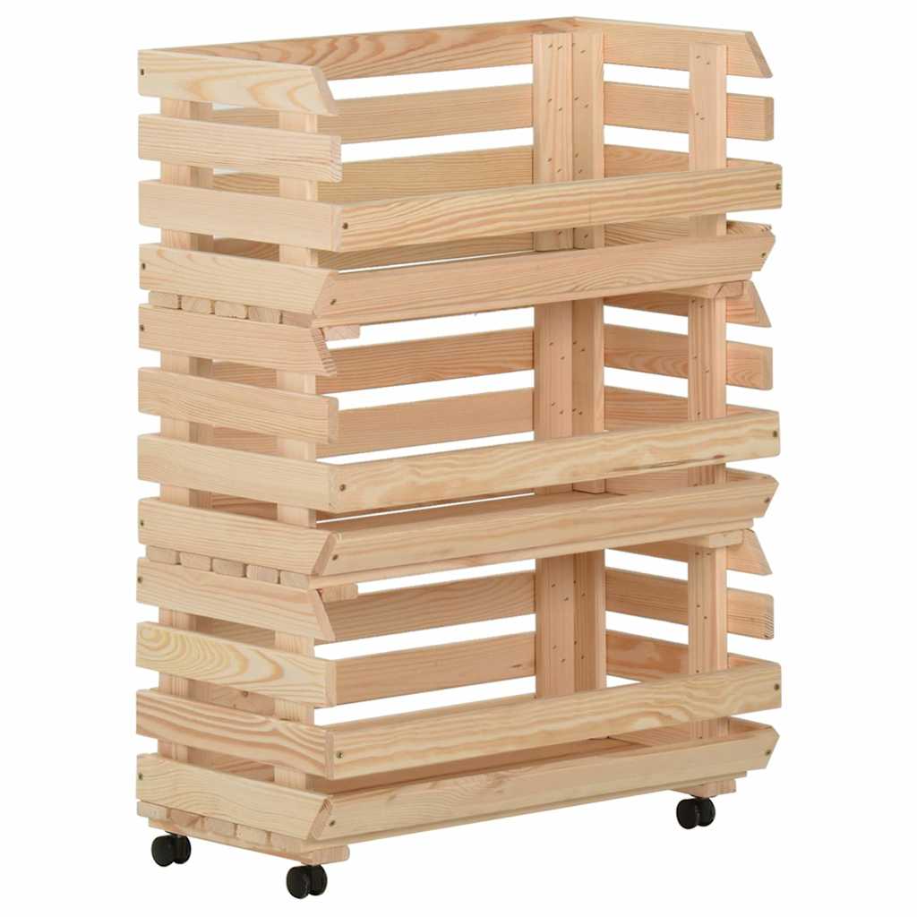 Vegetable Trolley Solid Pinewood 57 x 30 x 80 cm