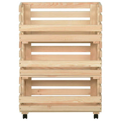 vidaXL Vegetable Trolley 57x30x80 cm Solid Pinewood 3