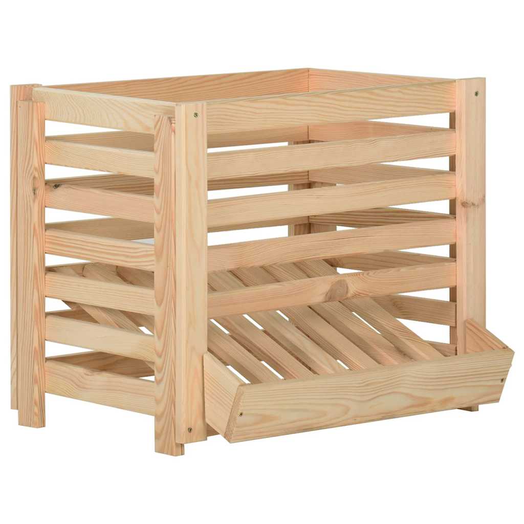 vidaXL Potato Box | Natural Wood | Solid Pinewood | Medium | Stackable 1