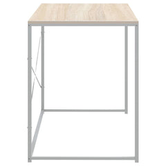 vidaXL Computer Desk White and Oak 110x60x70 cm Engineered Wood 4