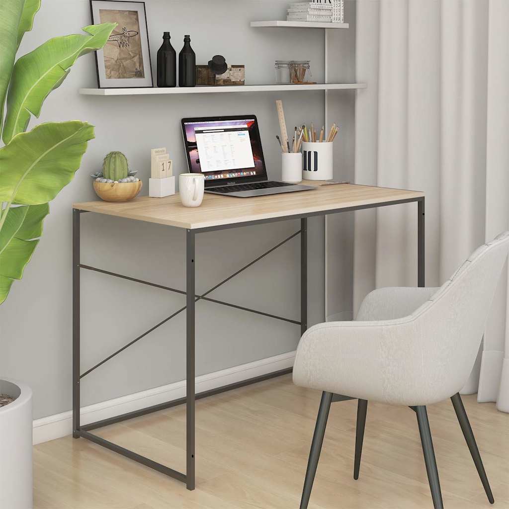 Computer Desk 110x60x70 cm Engineered Wood Black and oak
