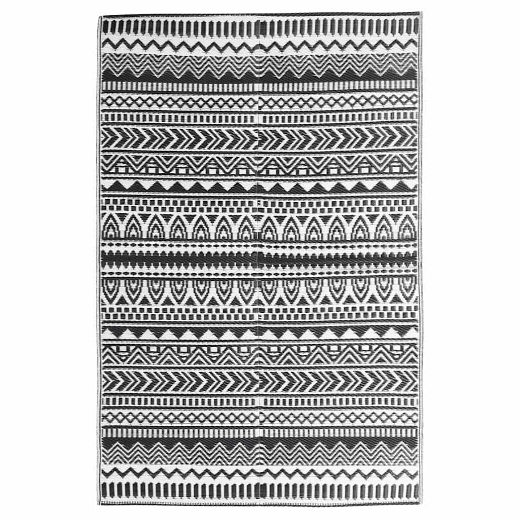vidaXL Outdoor Rug | Black | Polypropylene | Large | Decorative Inlays 2