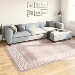 Rug Runner MARSA Polyester and PVC Beige and Gold 190 x 300 cm