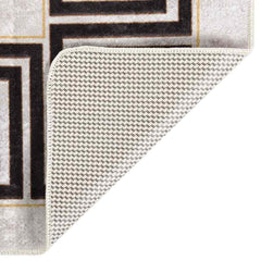 Rug Runner MARSA Polyester and PVC Beige and black 100 x 300–Ø 120 cm 120 x 180 cm