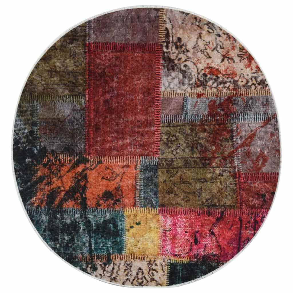 vidaXL Rug | Multicolour | 100% Polyester, Velvet | 120 cm Diameter | Rug 2