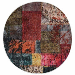 vidaXL Rug | Multicolour | 100% Polyester, Velvet | 120 cm Diameter | Rug 2