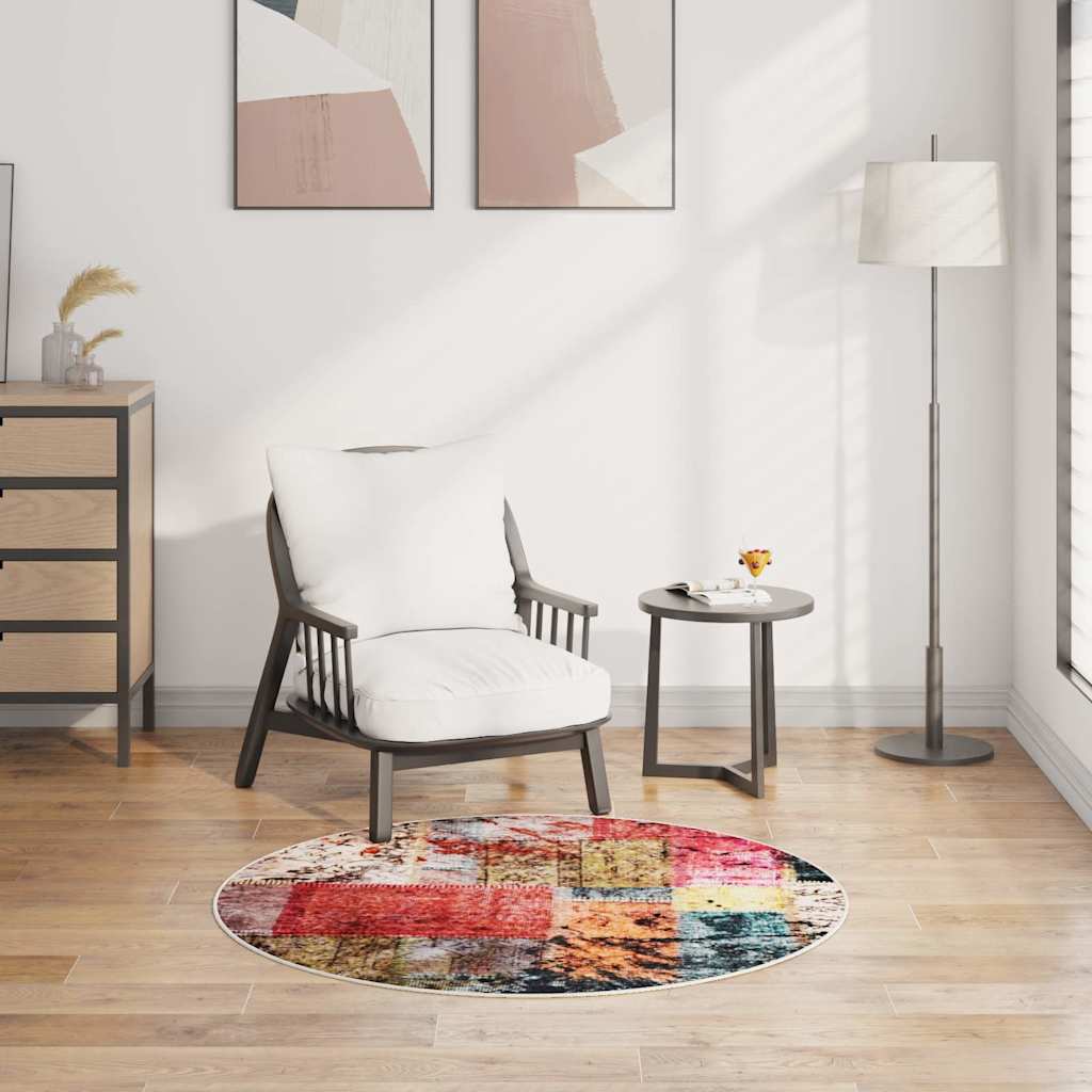 vidaXL Rug | Multicolour | 100% Polyester, Velvet | 120 cm Diameter | Rug 1