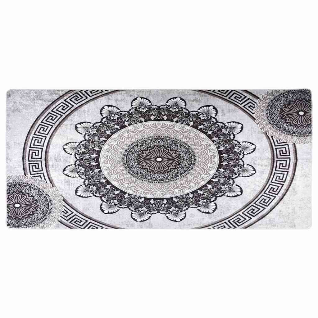 vidaXL Rug Washable 80x300 cm Black and Grey 2