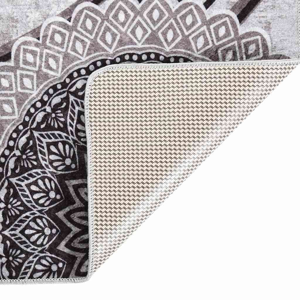 vidaXL Rug Washable 80x300 cm Black and Grey 4