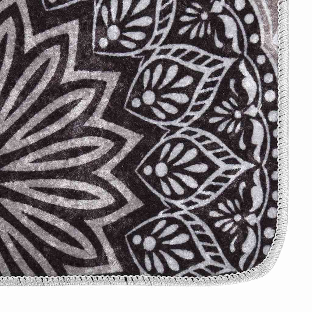 vidaXL Rug Washable 160x230 cm Black and Grey 3