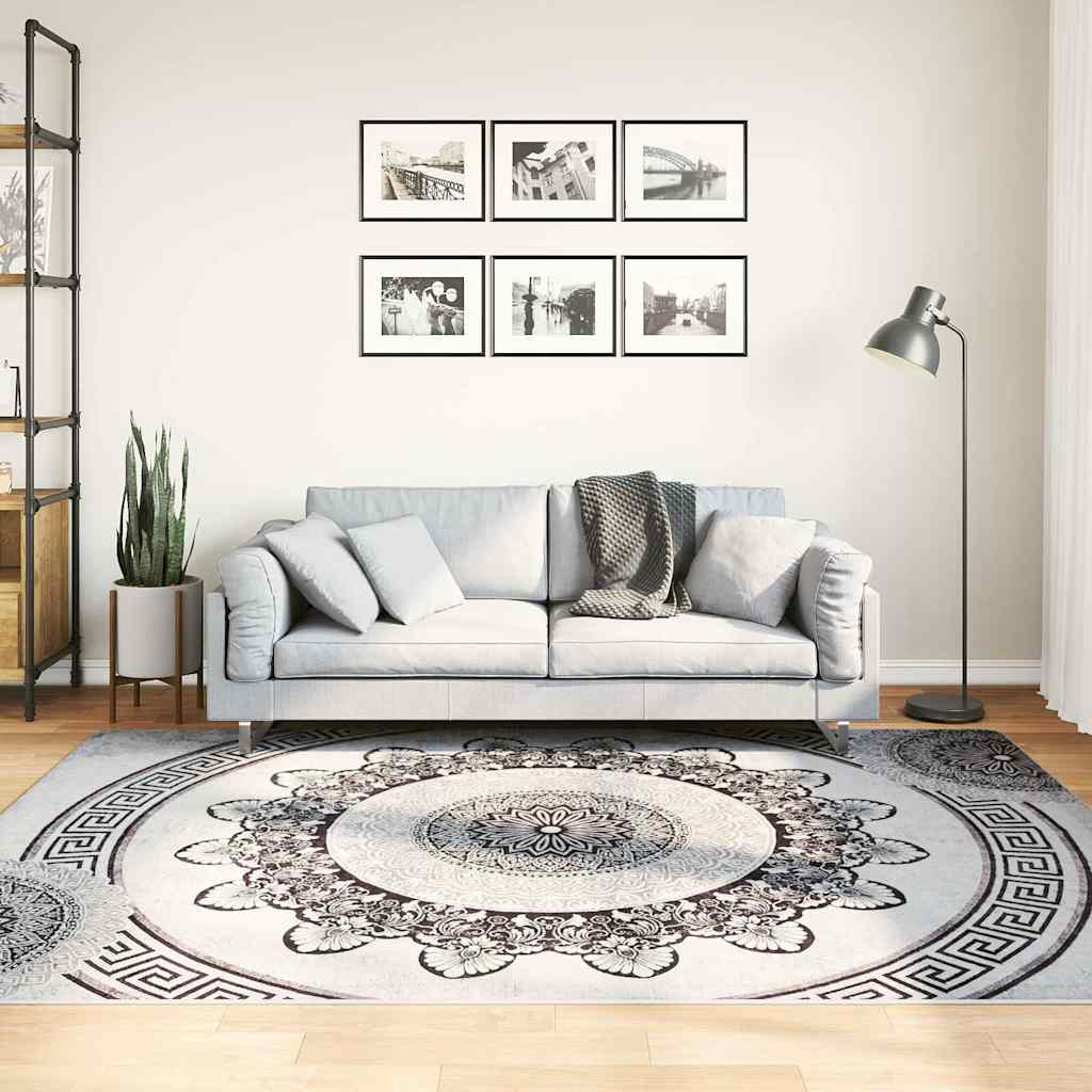 Rug Washable Black and grey 160 x 230 cm