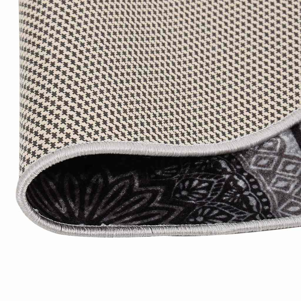 vidaXL Rug Washable φ120 cm Black and Grey Anti Slip 3