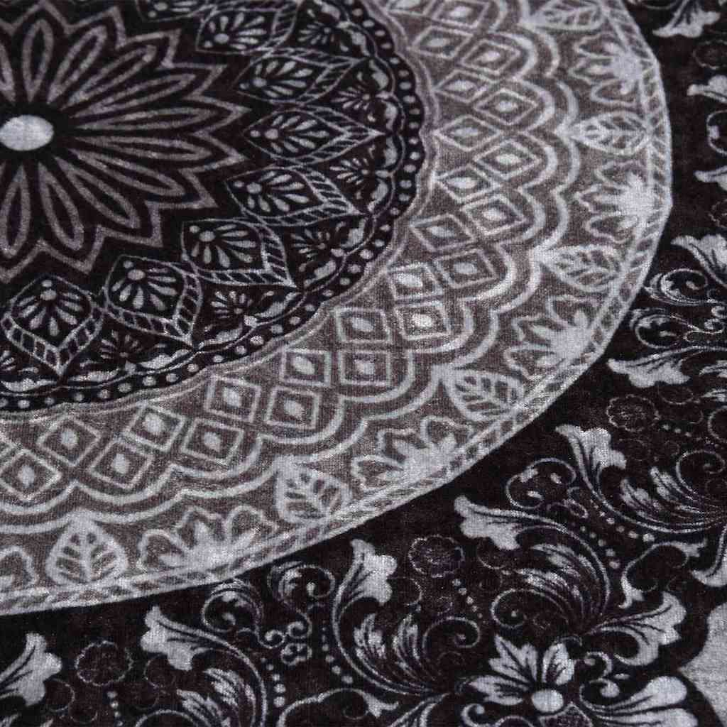 vidaXL Rug Washable φ120 cm Black and Grey Anti Slip 4