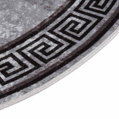 vidaXL Rug Washable φ120 cm Black and Grey Anti Slip 5