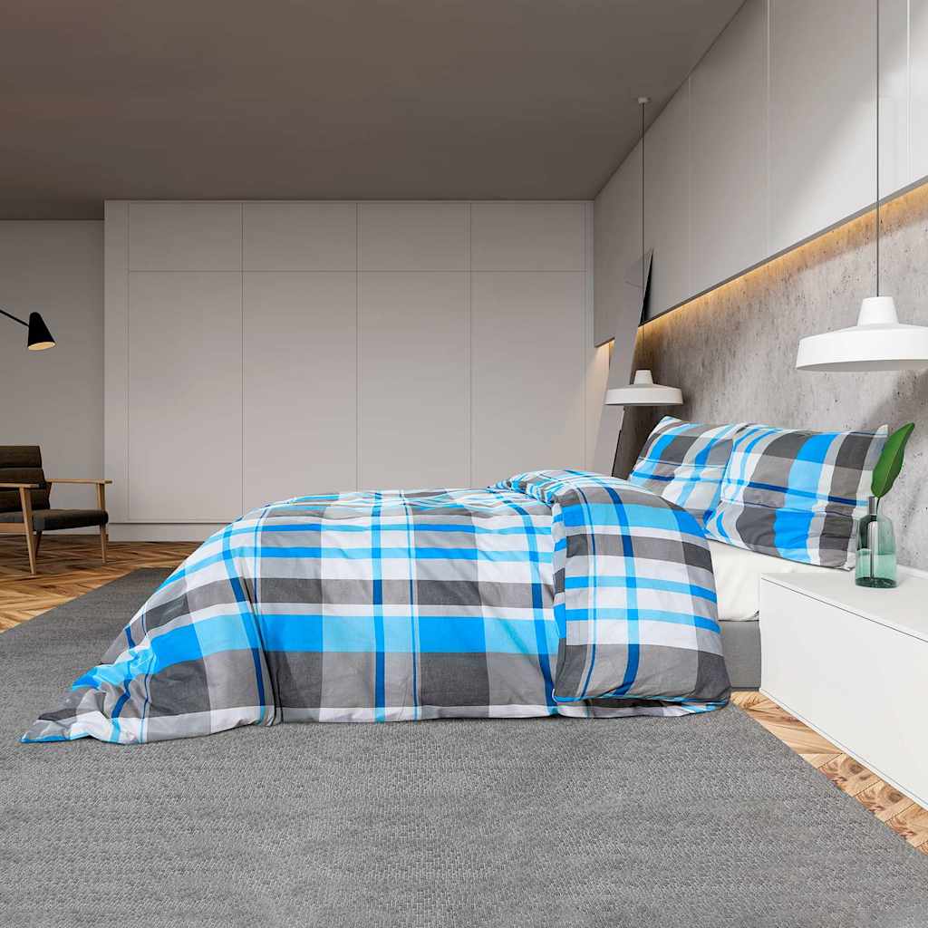 vidaXL Duvet Cover Set Blue and Grey 260x220 cm Cotton 4