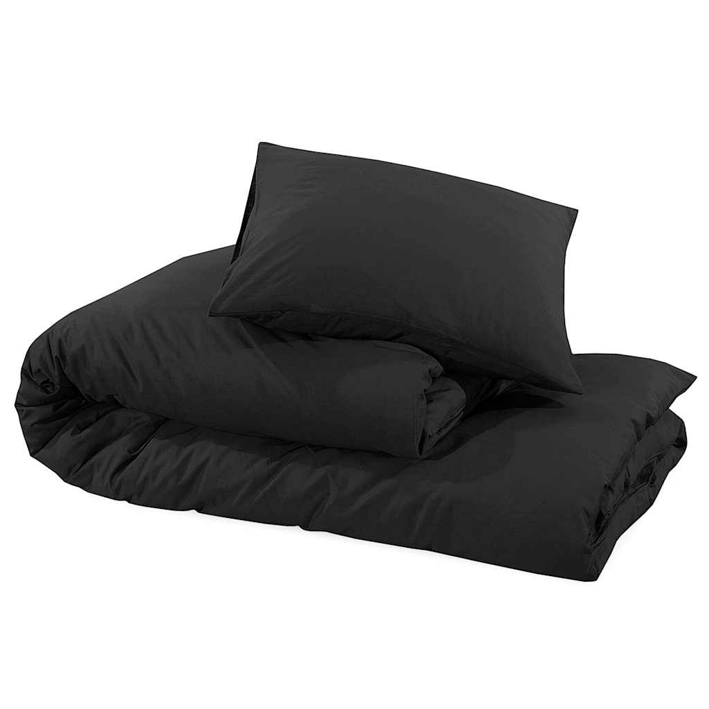 vidaXL Duvet Cover Set Black 140x200 cm Cotton 6