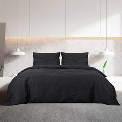vidaXL Duvet Cover Set Black 220x240 cm Cotton 3