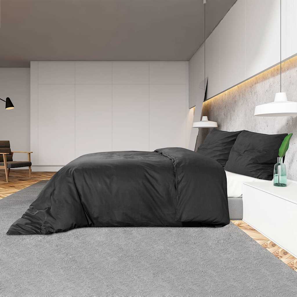 vidaXL Duvet Cover Set Black 200x220 cm Cotton 4