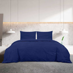 vidaXL Duvet Cover Set Navy Blue 200x200 cm Cotton 3