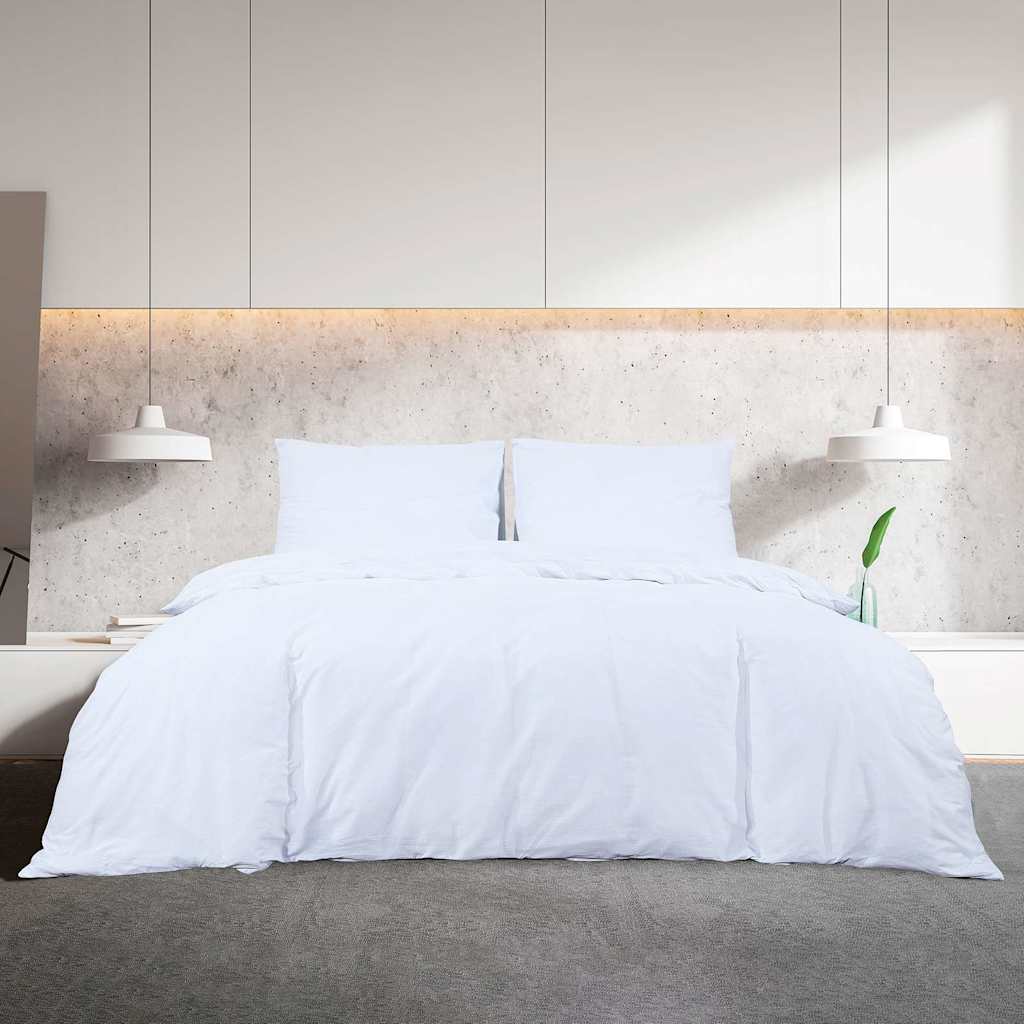 vidaXL Duvet Cover Set White 155x220 cm Cotton 3