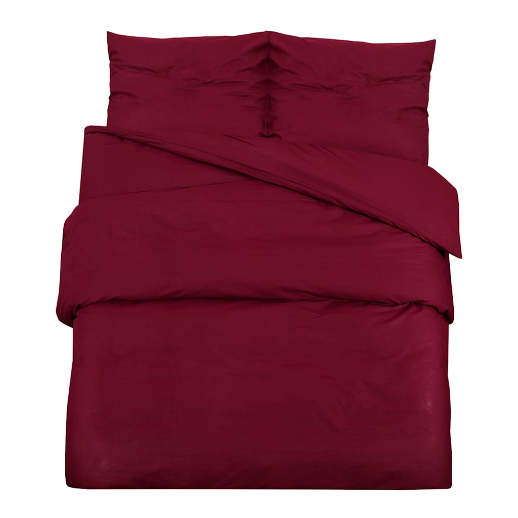 vidaXL Duvet Cover Set Bordeaux 200x200 cm Cotton 2