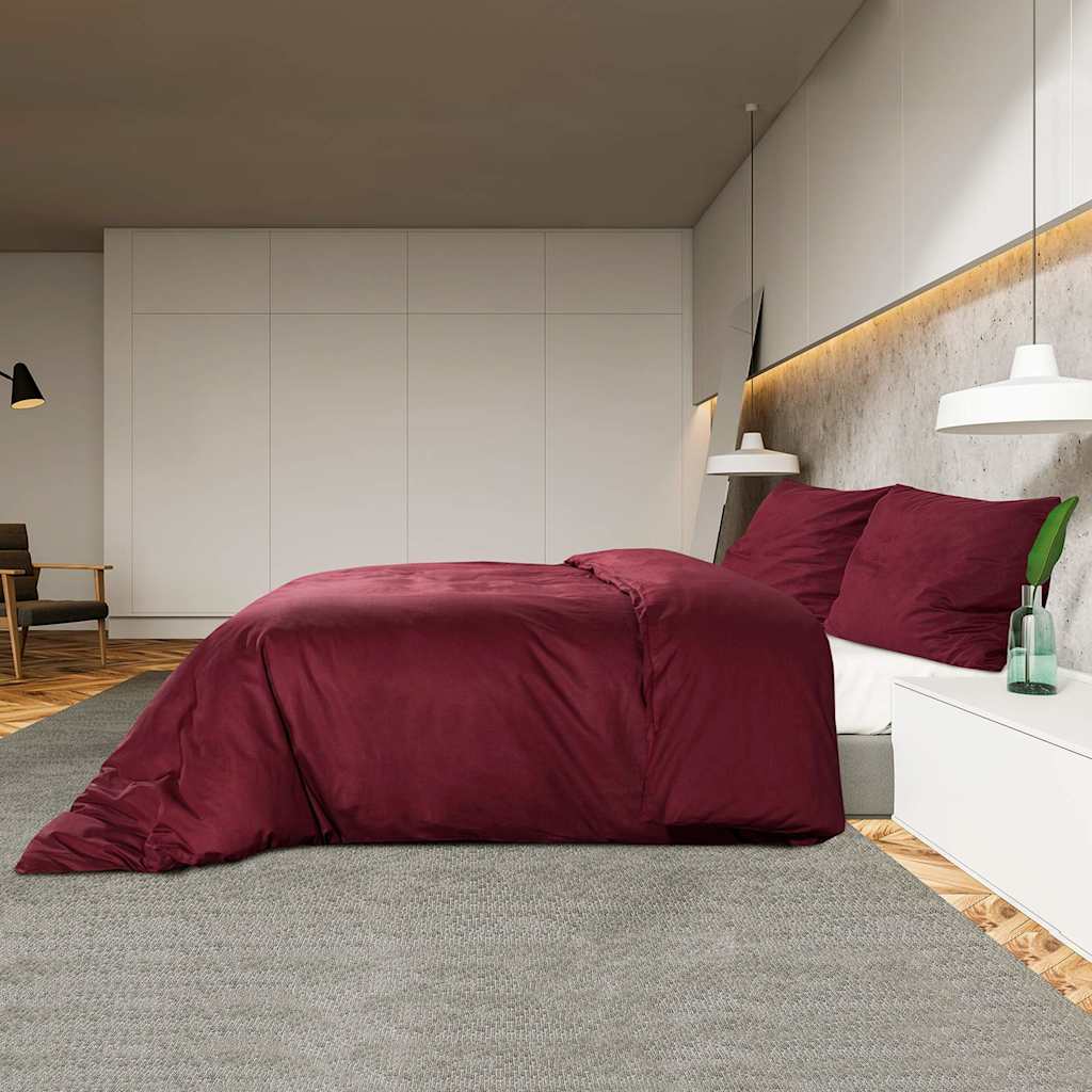 vidaXL Duvet Cover Set Bordeaux 260x240 cm Cotton 4