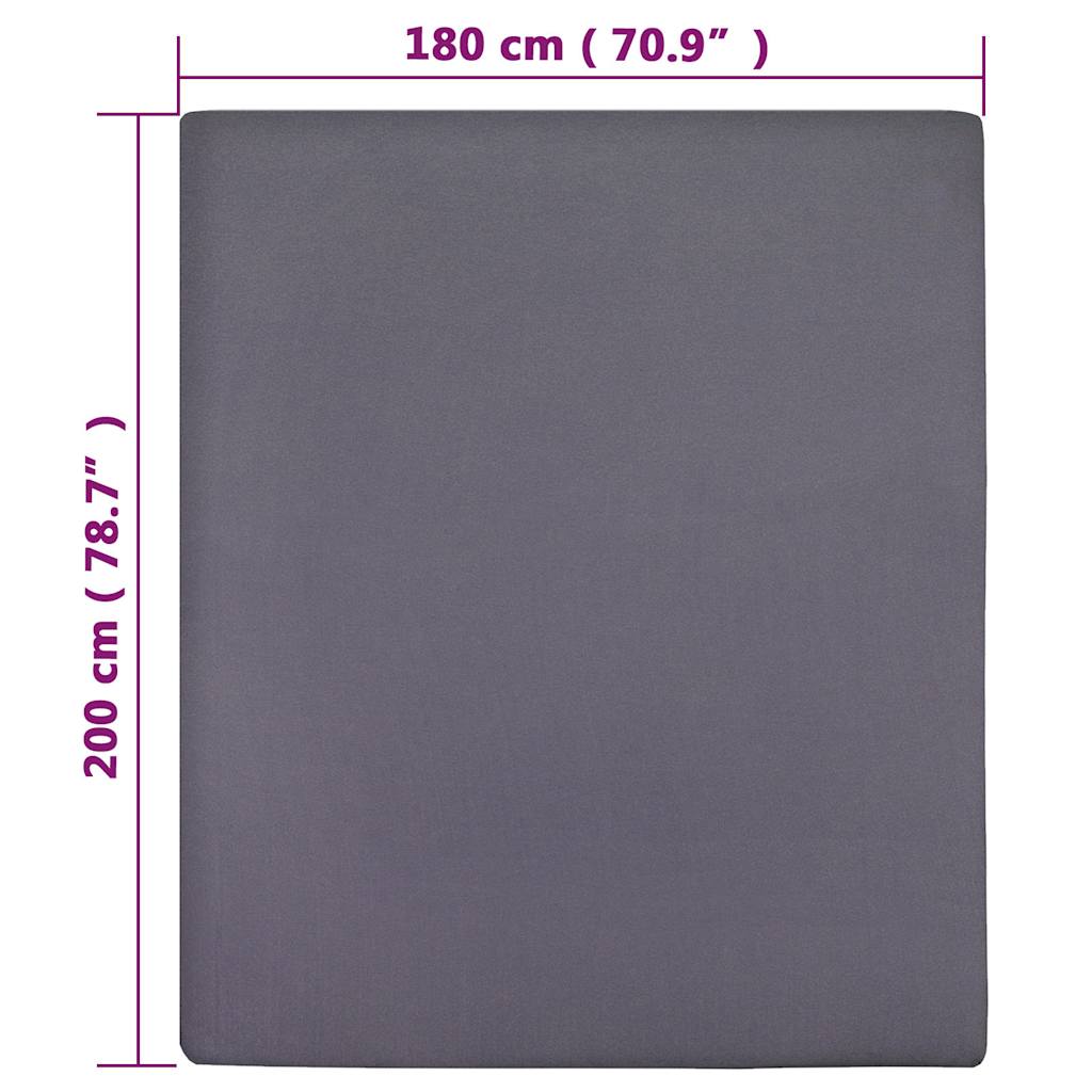 vidaXL Jersey Fitted Sheets 2 pcs Anthracite 180x200 cm Cotton 5