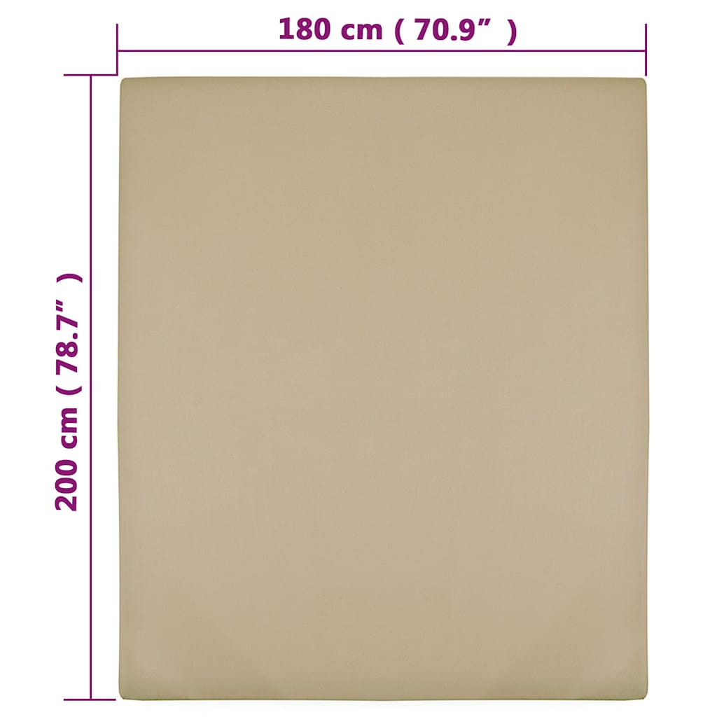 vidaXL Jersey Fitted Sheets 2 pcs Taupe 180x200 cm Cotton 4