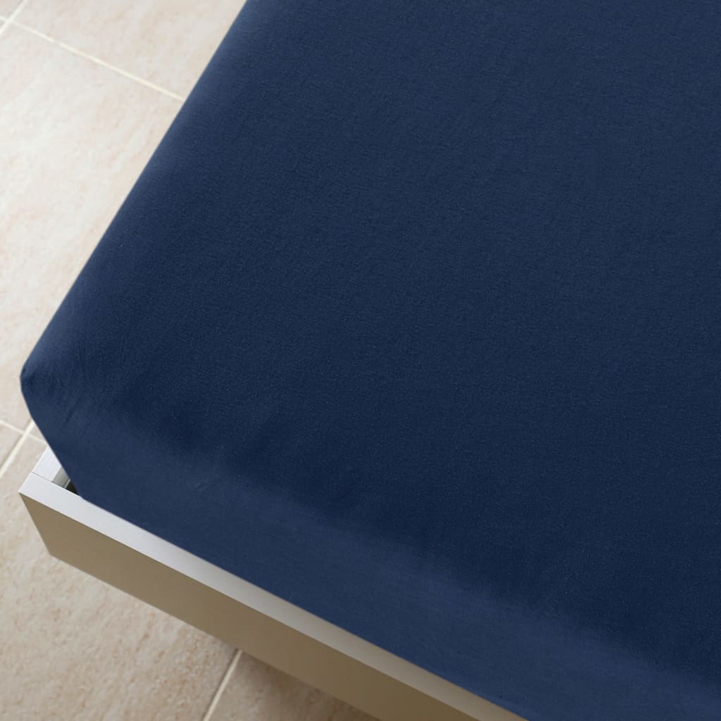 vidaXL Jersey Fitted Sheets 2 pcs Navy Blue 180x200 cm Cotton 3