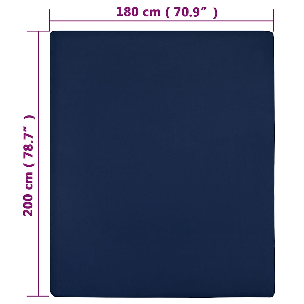 vidaXL Jersey Fitted Sheets 2 pcs Navy Blue 180x200 cm Cotton 4