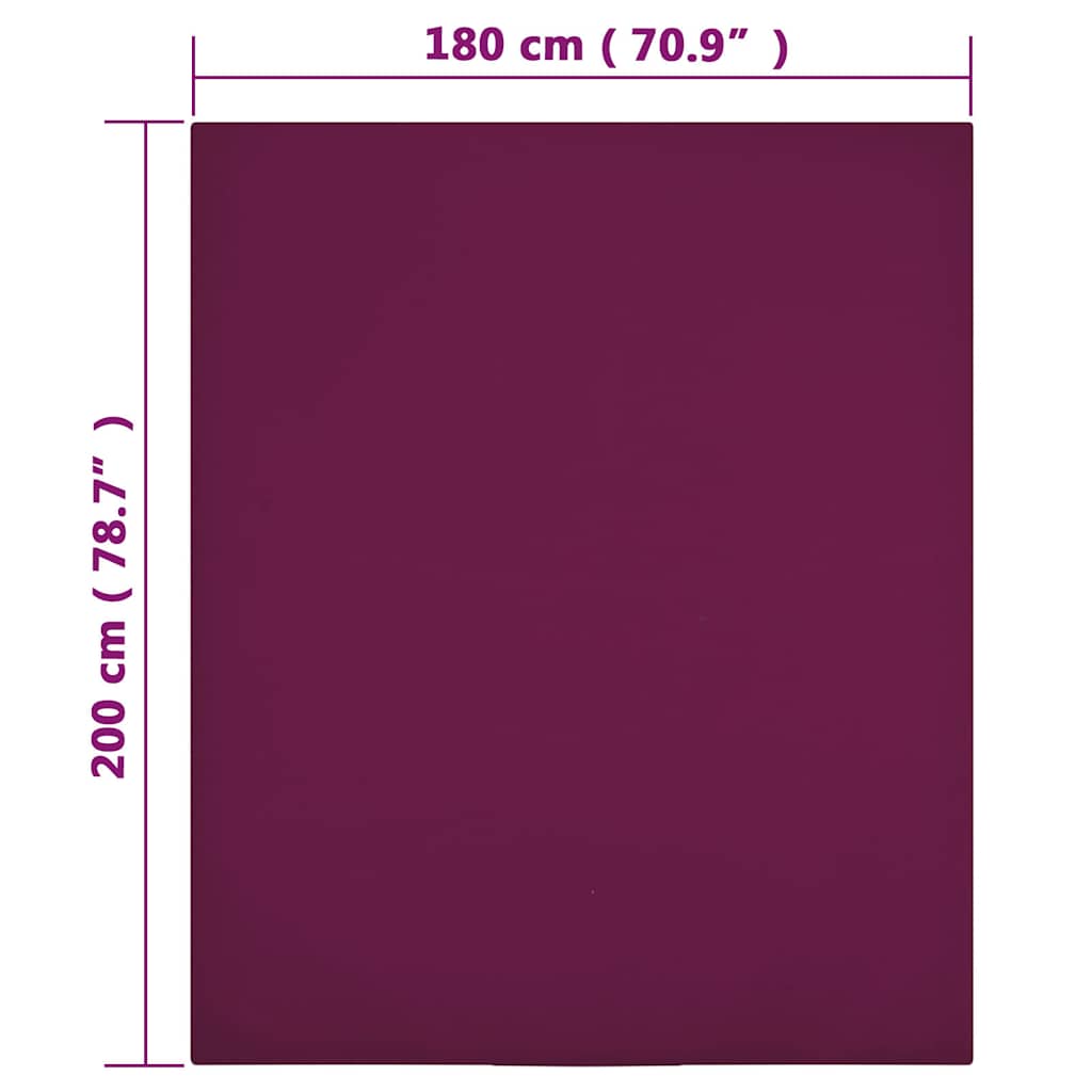 vidaXL Jersey Fitted Sheets 2 pcs Bordeaux 180x200 cm Cotton 4
