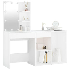 vidaXL LED Dressing Table with Cabinet White Engineered Wood 3