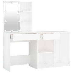 vidaXL LED Dressing Table with Cabinet White Engineered Wood 6