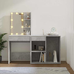 LED Dressing Table with Cabinet Engineered Wood Concrete grey
