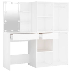 vidaXL LED Dressing Table with 2 Cabinets White Engineered Wood 6