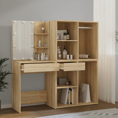 vidaXL LED Dressing Table with 2 Cabinets Sonoma Oak Engineered Wood 5