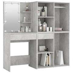 vidaXL LED Dressing Table with 2 Cabinets Concrete Grey Engineered Wood 3