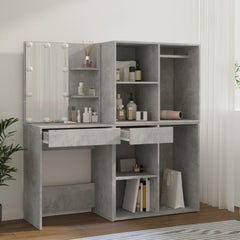 vidaXL LED Dressing Table with 2 Cabinets Concrete Grey Engineered Wood 5