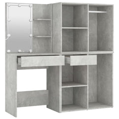 vidaXL LED Dressing Table with 2 Cabinets Concrete Grey Engineered Wood 6