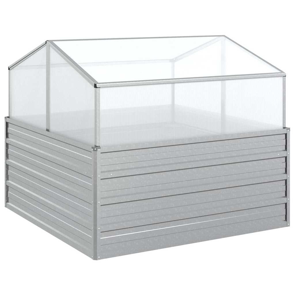 316882 vidaXL Garden Raised Bed with Greenhouse 100x100x85 cm Silver 2