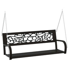vidaXL Garden Swing Bench 125 cm Steel and Plastic Black 2