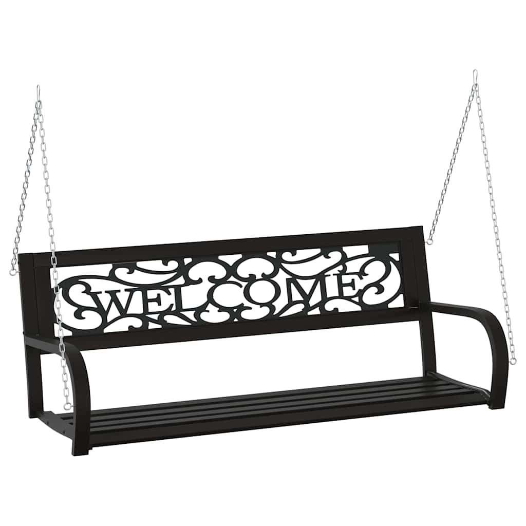 vidaXL Garden Swing Bench 125 cm Steel and Plastic Black 2