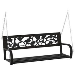 vidaXL Garden Swing Bench 125 cm Steel and Plastic Black 2