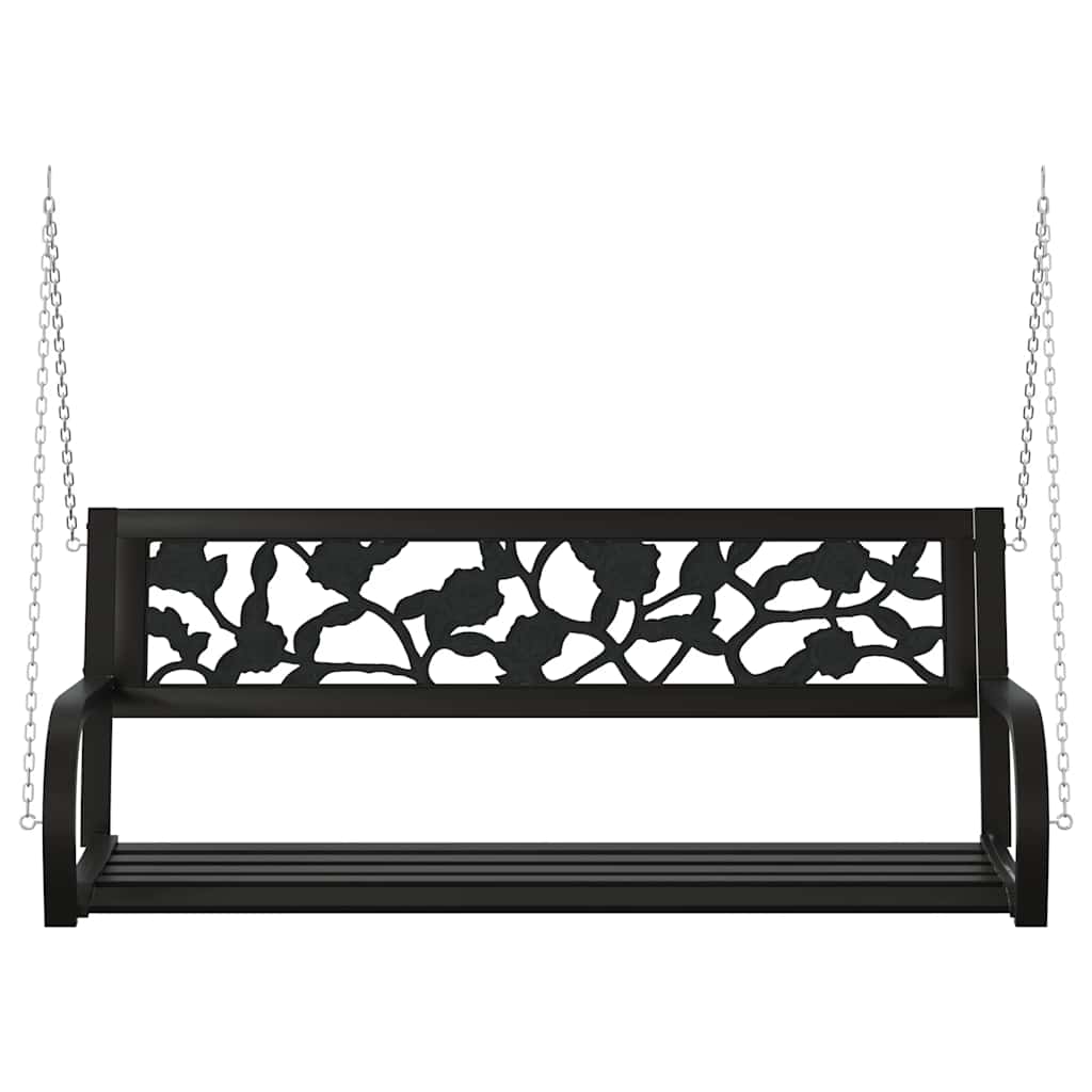 vidaXL Garden Swing Bench 125 cm Steel and Plastic Black 4